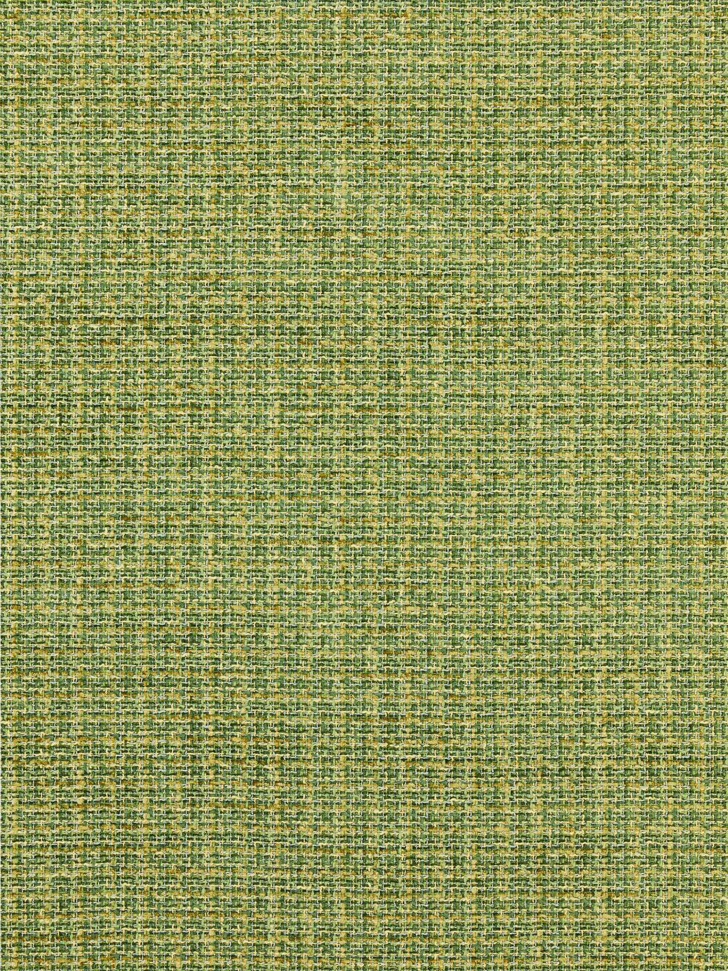 Olive-green woven tweed fabric with yellow flecks and a textured grid weave.
