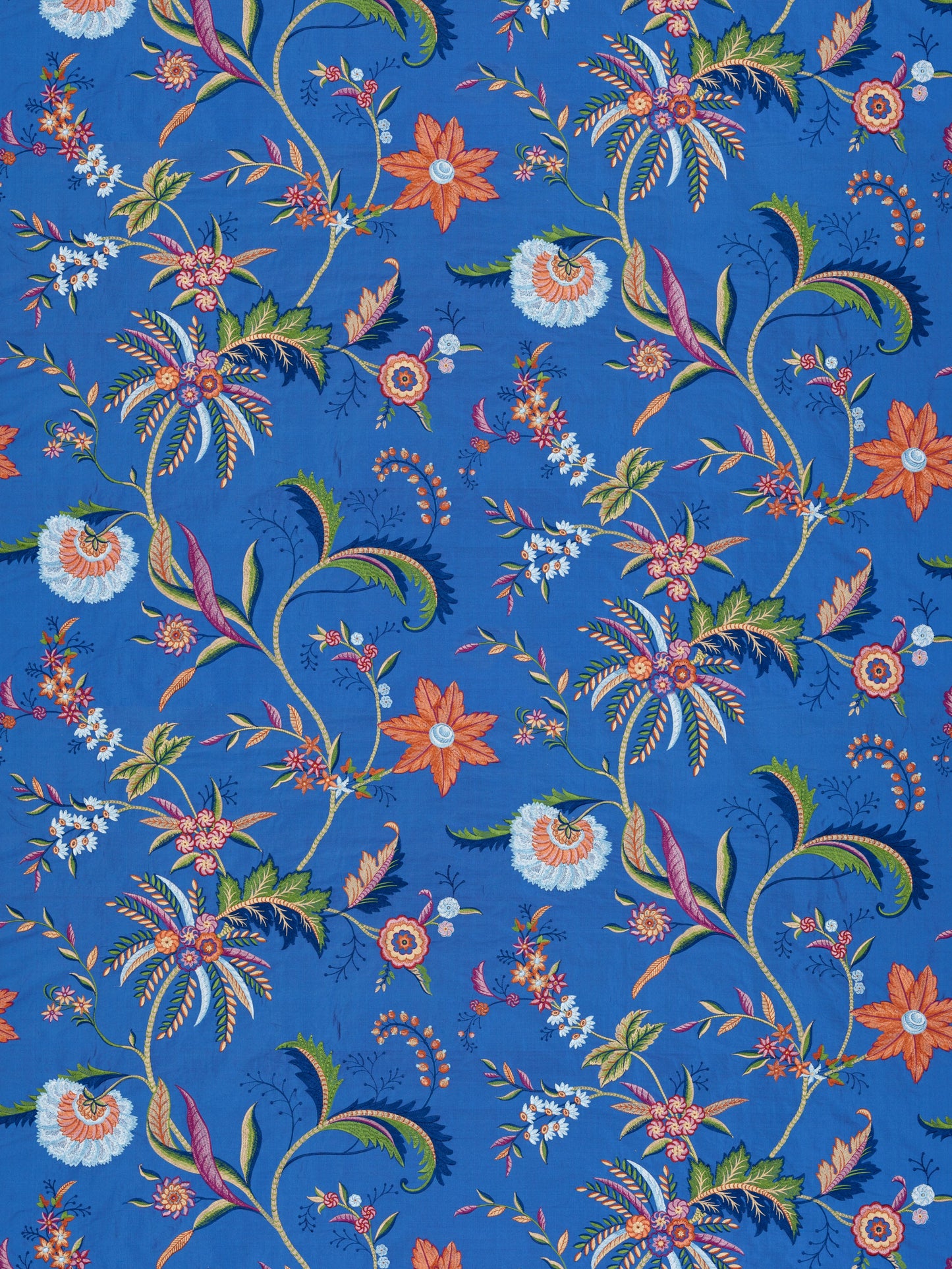 SCALAMANDRE SERAPHINE EMBROIDERED SILK FABRIC ROYAL MULTI - SC 000427325 NEW SKU # SC273250004