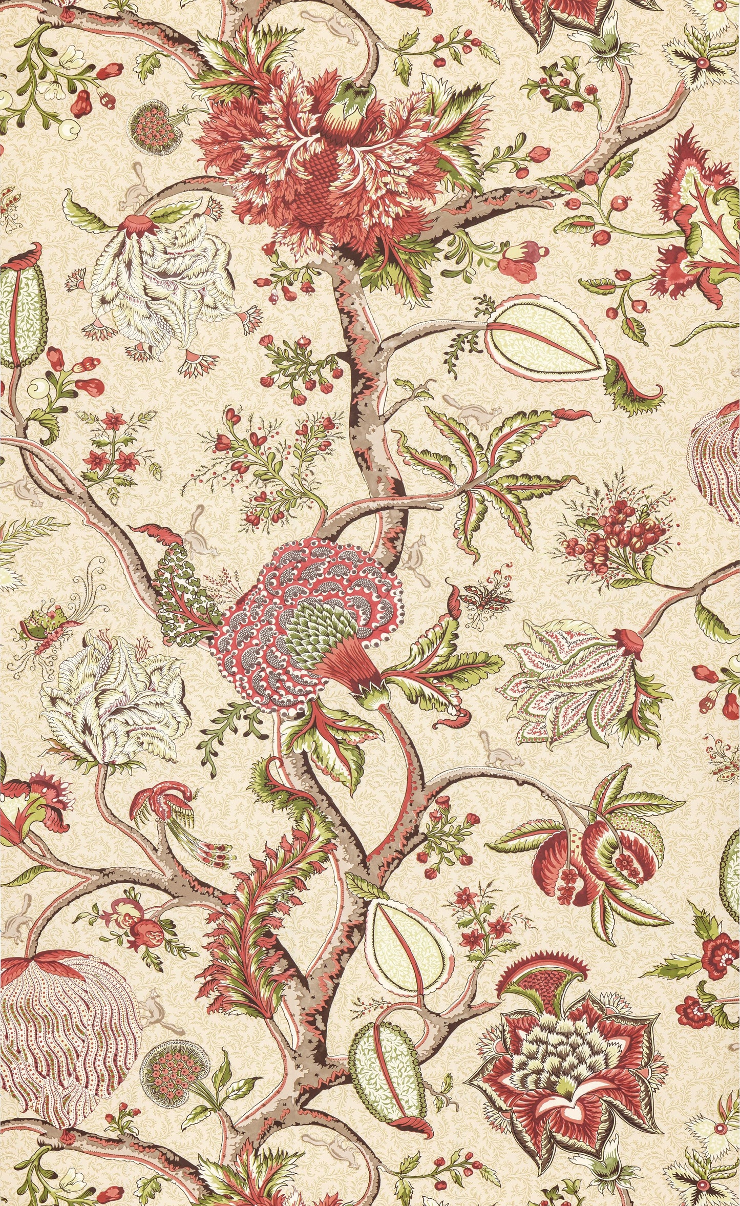 SCALAMANDRE PONDICHERRY WALLCOVERING BOTANICAL , FOLIAGE
FLORAL TURKEY RED ON LIME FERN - SC 0004WP88585 NEW SKU # SCWP885850004