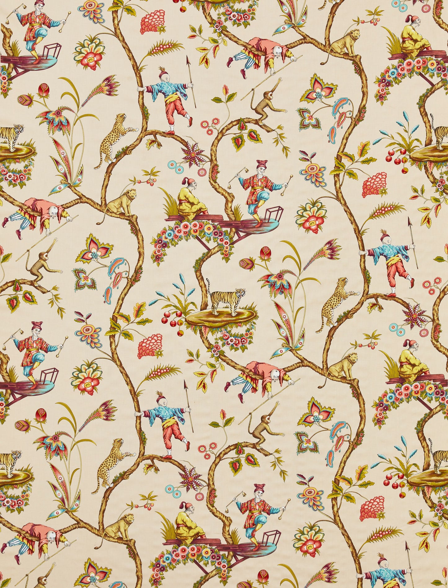 SCALAMANDRE CHINOISE EXOTIQUE COTTON PRINT FABRIC ECRU - SC 000516211 NEW SKU # SC162110005