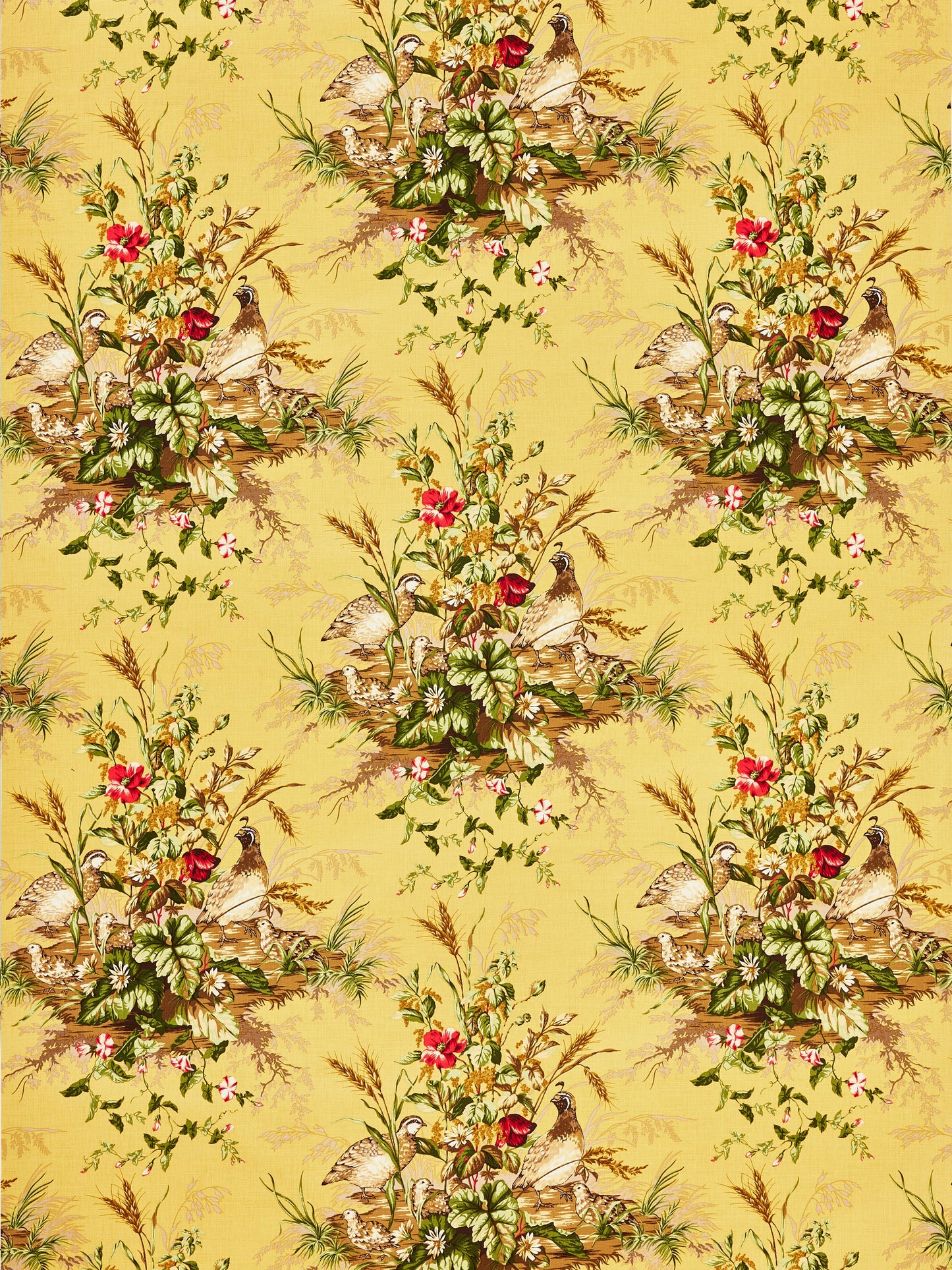 SCALAMANDRE EDWIN'S COVEY LINEN PRINT FABRIC MULTI ON MUSTARD - SC 000516310 NEW SKU # SC163100005