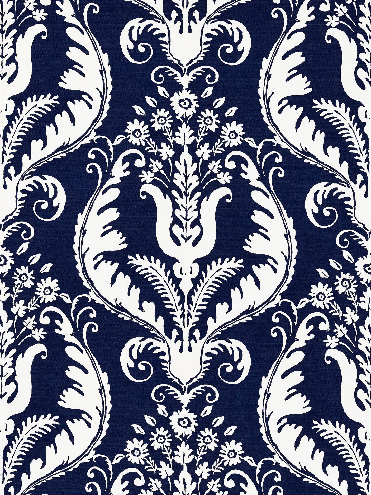 SCALAMANDRE PRIMAVERA LINEN PRINT FABRIC NAVY - SC 000516597 NEW SKU # SC165970005