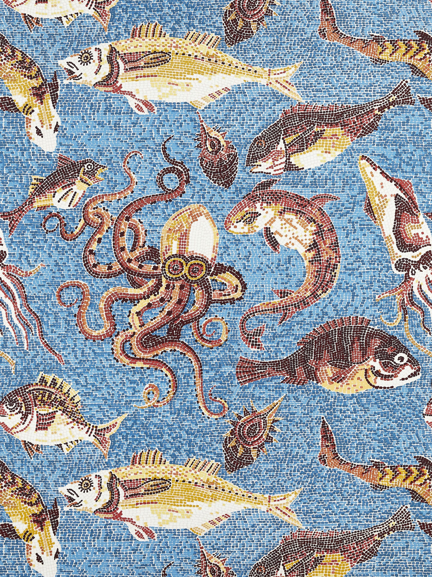 SCALAMANDRE MIKONOS BIRD , ANIMAL RUST & BLUE - SC 0006WP81545 NEW SKU # SCWP815450006