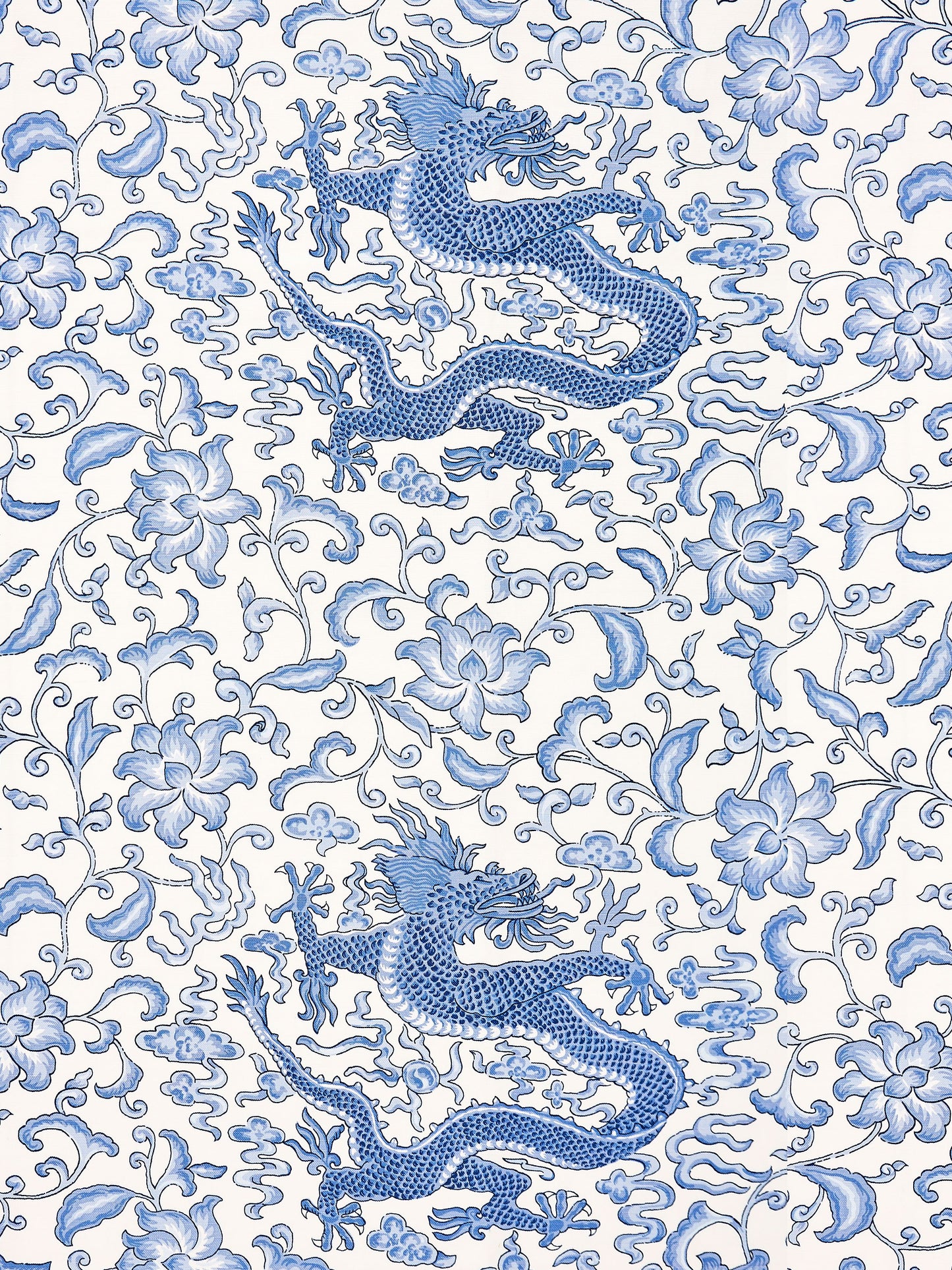 SCALAMANDRE CHI'EN DRAGON LINEN PRINT FABRIC HYACINTH BLUE - SC 000716558 NEW SKU # SC165580007