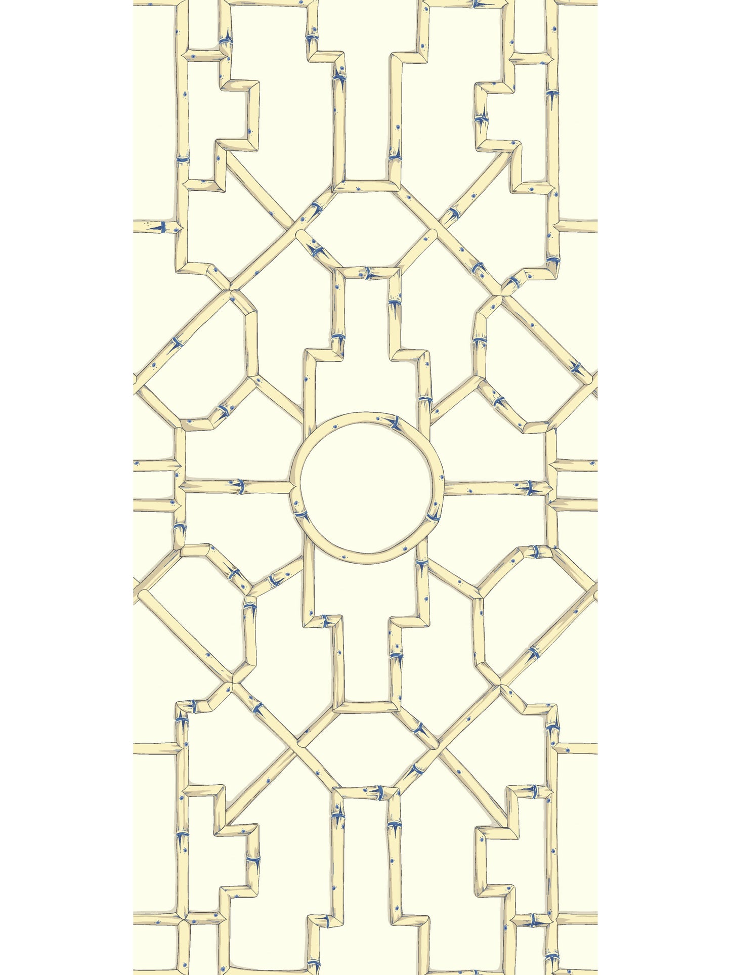 SCALAMANDRE BALDWIN BAMBOO CHINOISERIE
FRETWORK , LATTICE LINEN & BLUE ON ECRU - SC 0007WP81630 NEW SKU # SCWP816300007