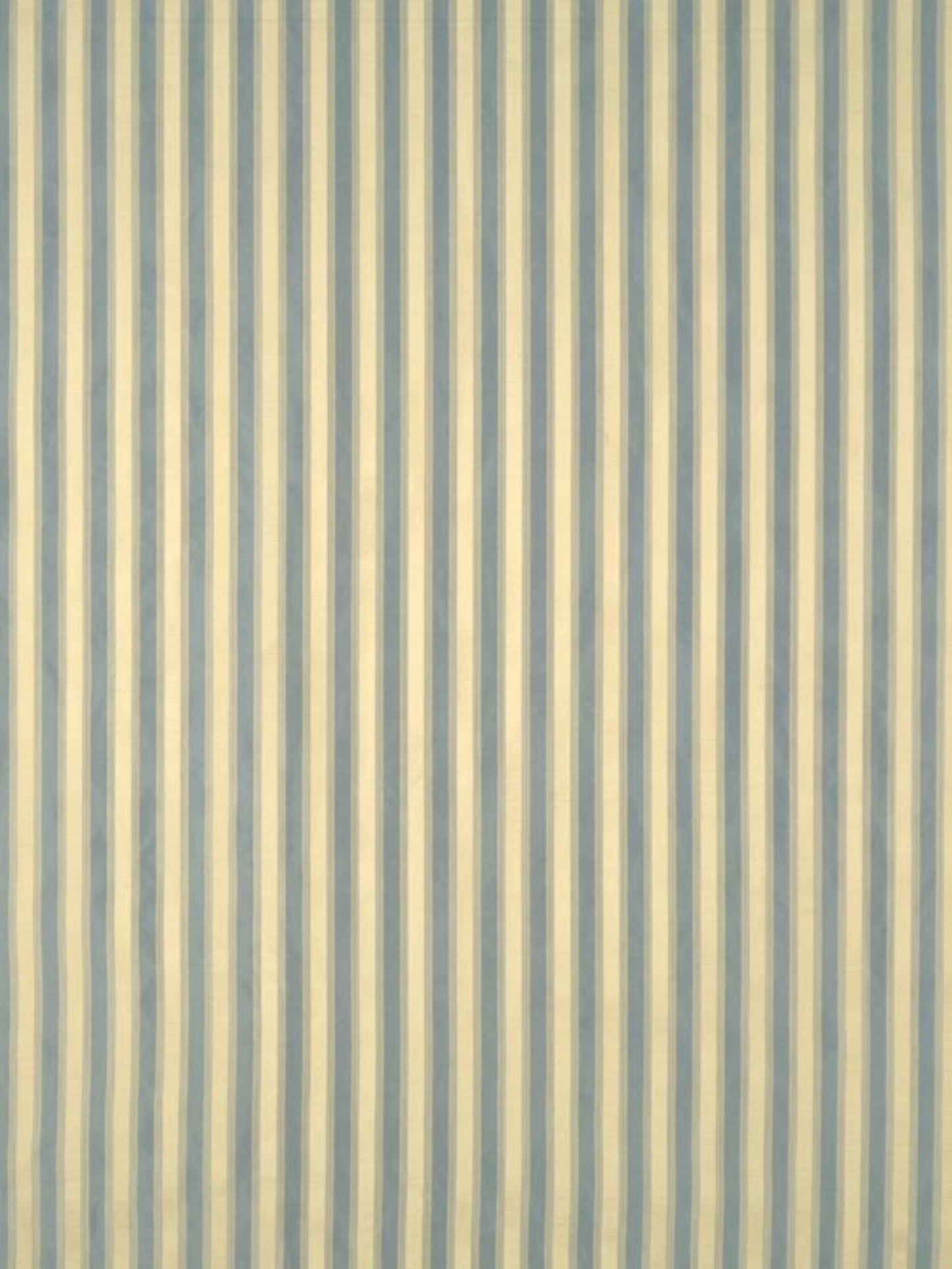 Cream and blue vertical striped wallpaper pattern with even narrow stripes.