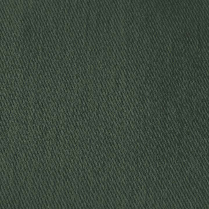 Dark green twill fabric, close-up of diagonal weave with textured surface, durable textile.