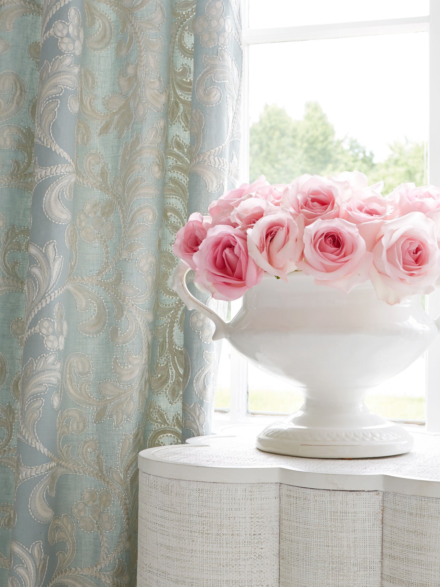 SCALAMANDRE CHIARA EMBROIDERY FABRIC PEAR - SC 000327029 NEW SKU # SC270290003