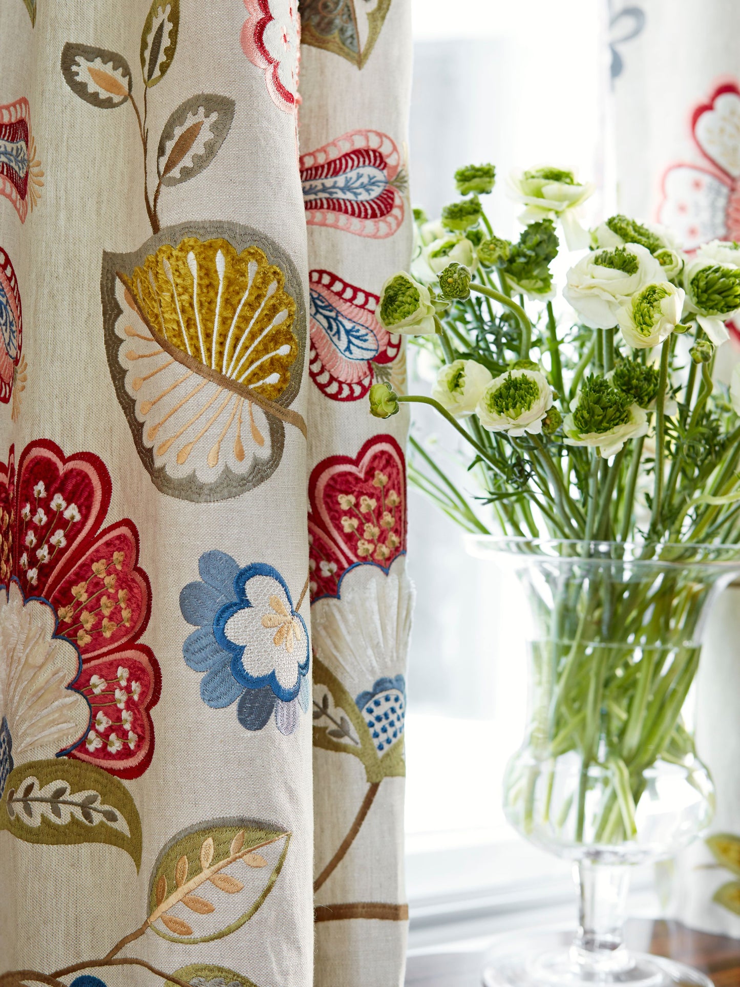 SCALAMANDRE WILLOWOOD EMBROIDERY FABRIC BLOOM - SC 000227071 NEW SKU # SC270710002