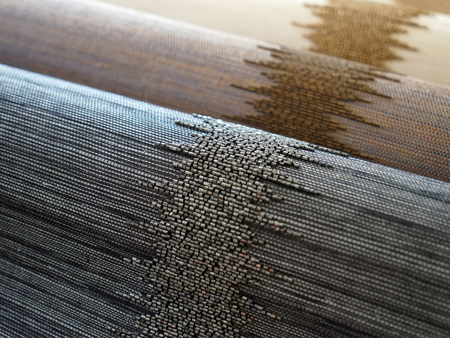 SCALAMANDRE VERONICA BEADED GRASSCLOTH STRIPE BURNISHED GOLD - SC 0002WP88386 NEW SKU # SCWP883860002