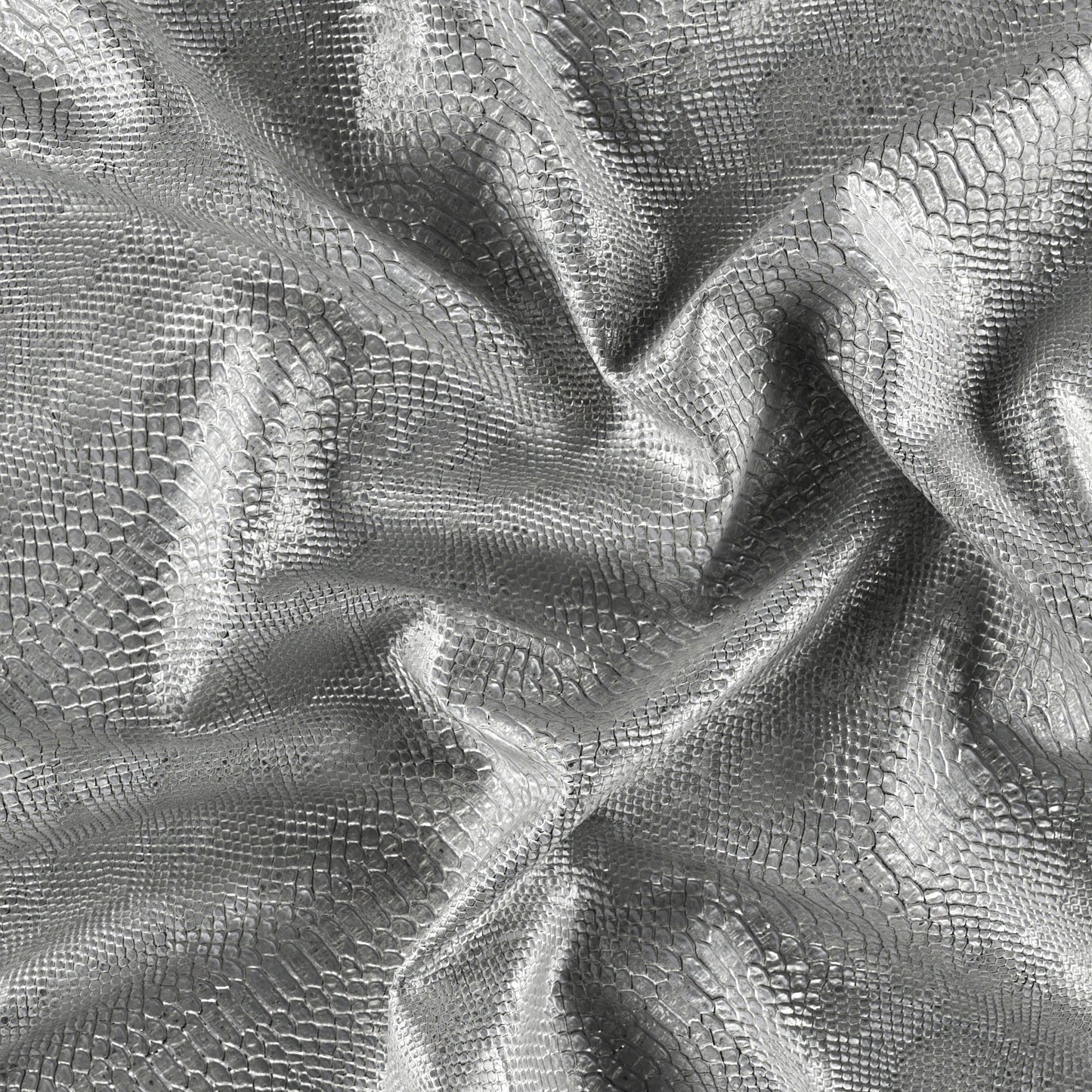 JF Fabrics SERPENT 94 Fabric Animal, Metallic, Texture Silver Vinyl, Vegan Leather - 8935194 J9011