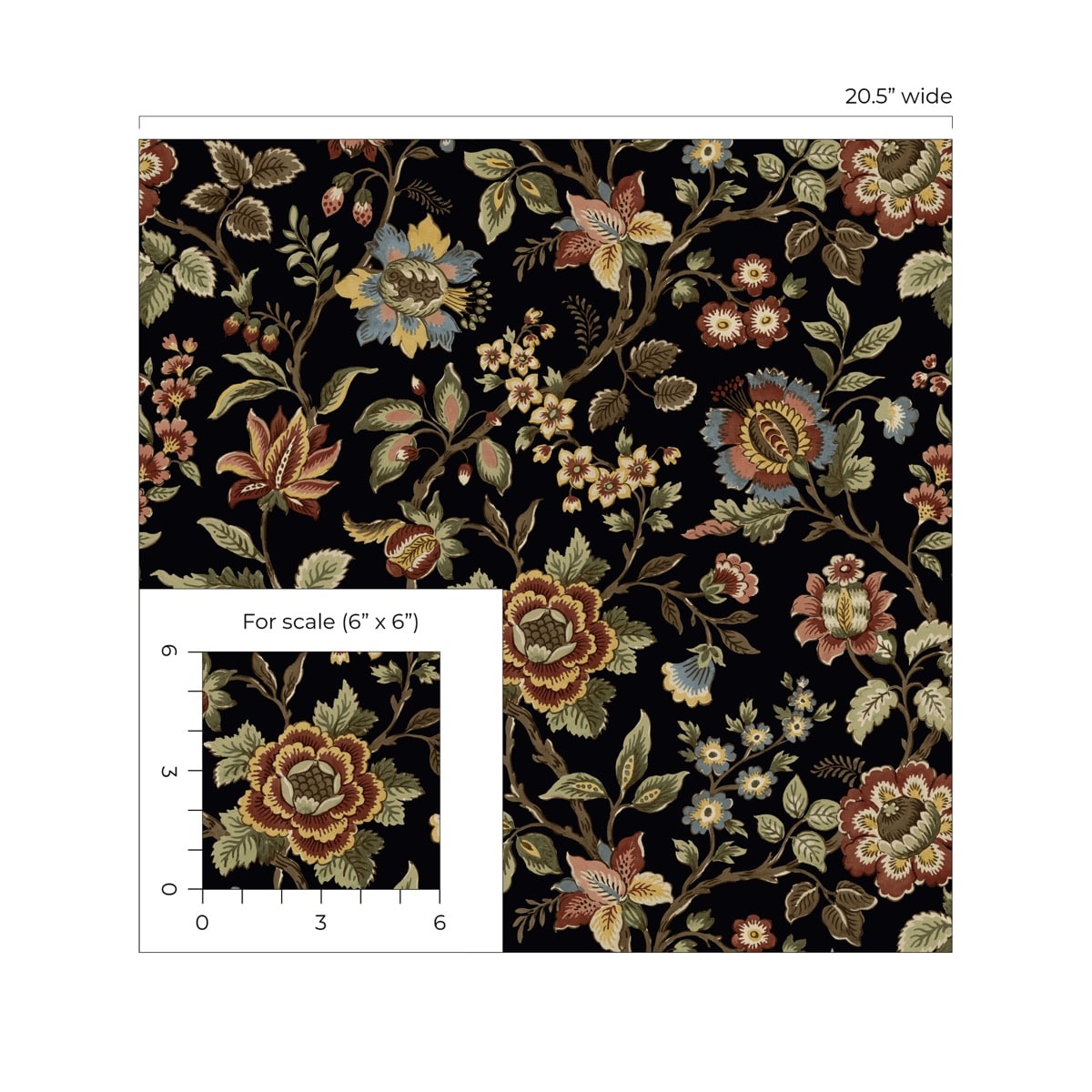 Stacy Garcia Home Jacobean Floral Trail Floral Vintage Black - SG13001