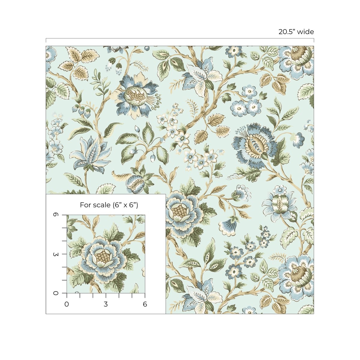 Stacy Garcia Home Jacobean Floral Trail Floral Vintage Blue - SG13004