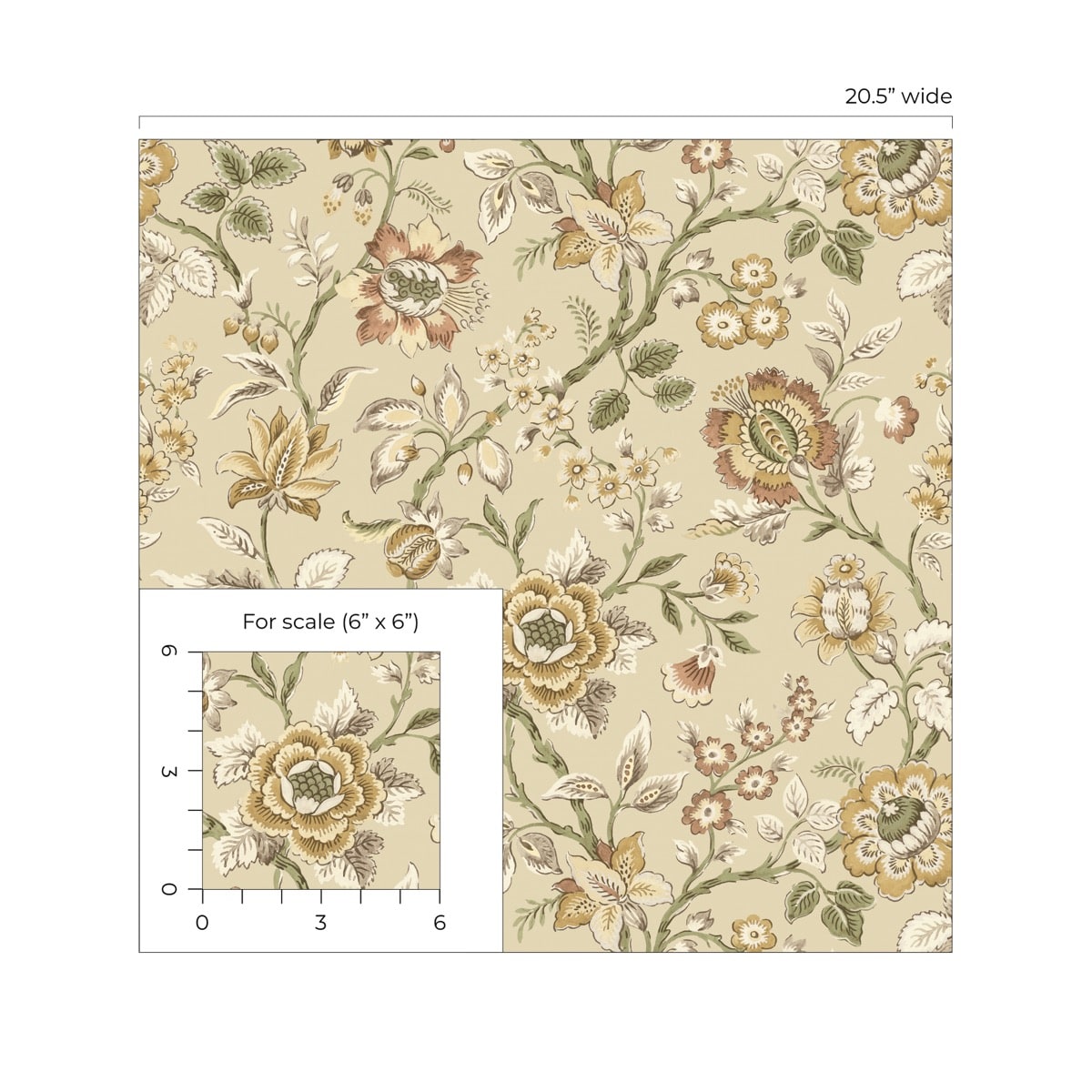 Stacy Garcia Home Jacobean Floral Trail Floral Vintage Beige - SG13006