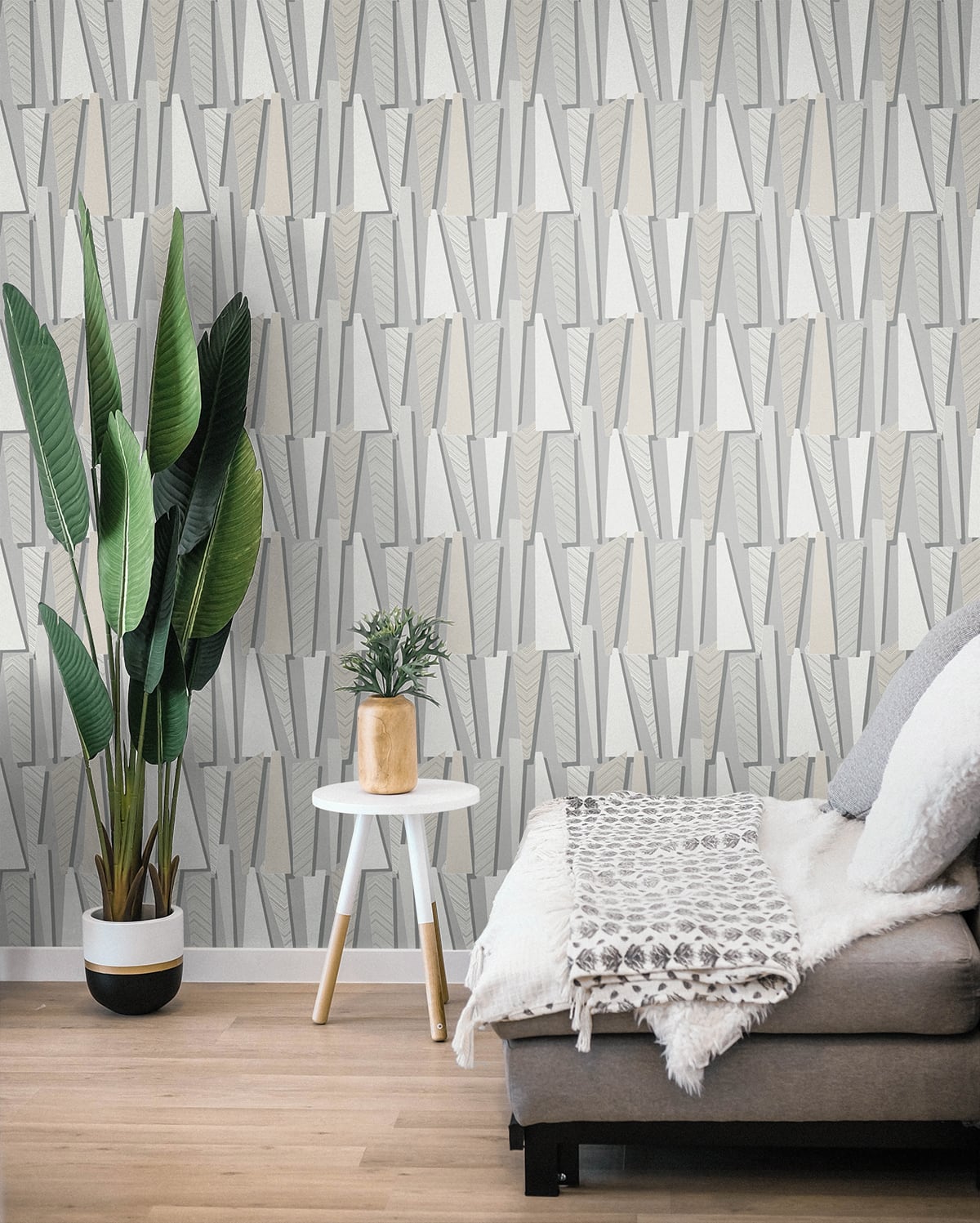 Seabrook Designs The Simple Life Geometric Shadows Geometric Contemporary Grey Matte - SL80806