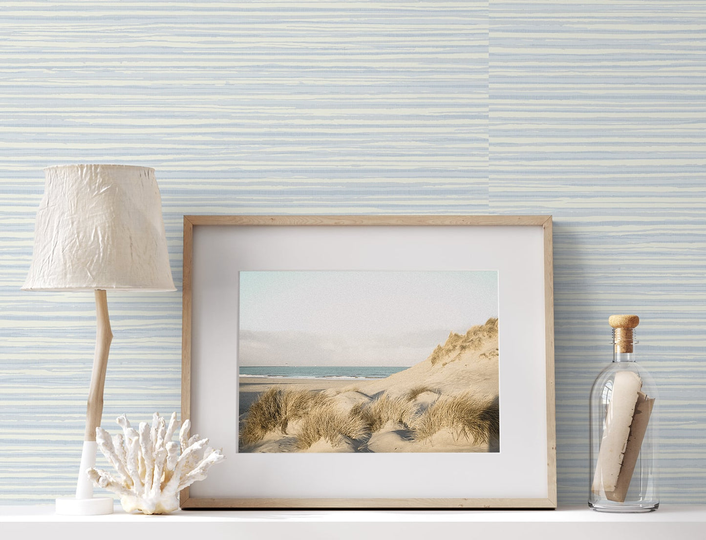 Seabrook Designs The Simple Life Calm Seas Striped Contemporary Blue Matte - SL80902