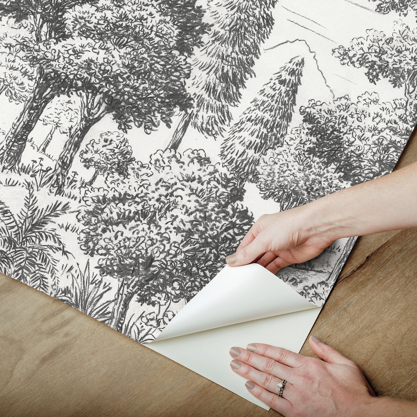 York Wallcoverings WallPops Sylva Black Self Adhesive Mural Botanical Transitional Black Current Peel & Stick - SLM6460