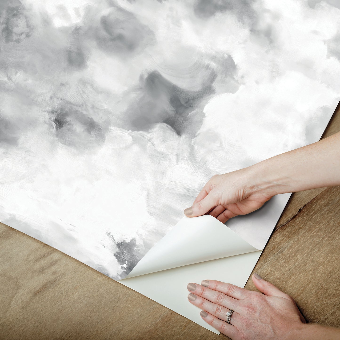 York Wallcoverings WallPops Nimbus Grey Self Adhesive Mural Nature Transitional Grey Current Peel & Stick - SLM6462