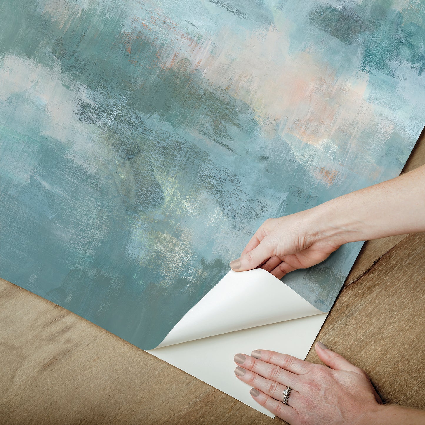 York Wallcoverings WallPops Mirage Blue Self Adhesive Mural Nature Transitional Blue Current Peel & Stick - SLM6465