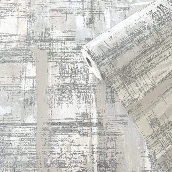Galerie Wallcoverings Lustre SM0604 Abstract Silver-Grey Wallpaper — textured metallic finish, luxury designer wallcovering perfect for contemporary and upscale interiors.