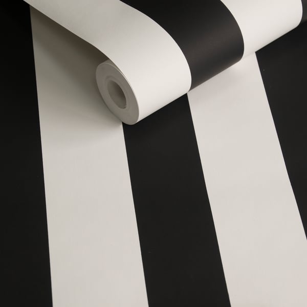 Galerie Wallcoverings Style Sisters Medium Stripe Black Galerie Wallcoverings Black - SS21233