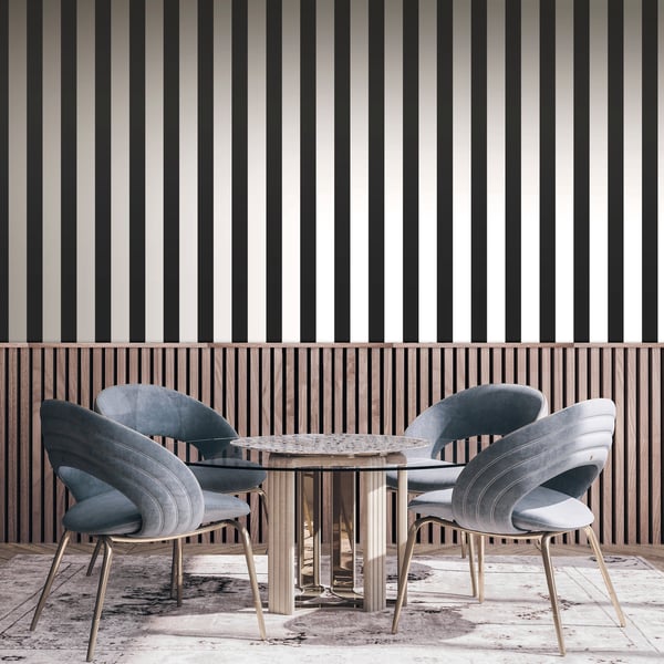 Galerie Wallcoverings Style Sisters Flock Stripe Black Galerie Wallcoverings Black - SS21239