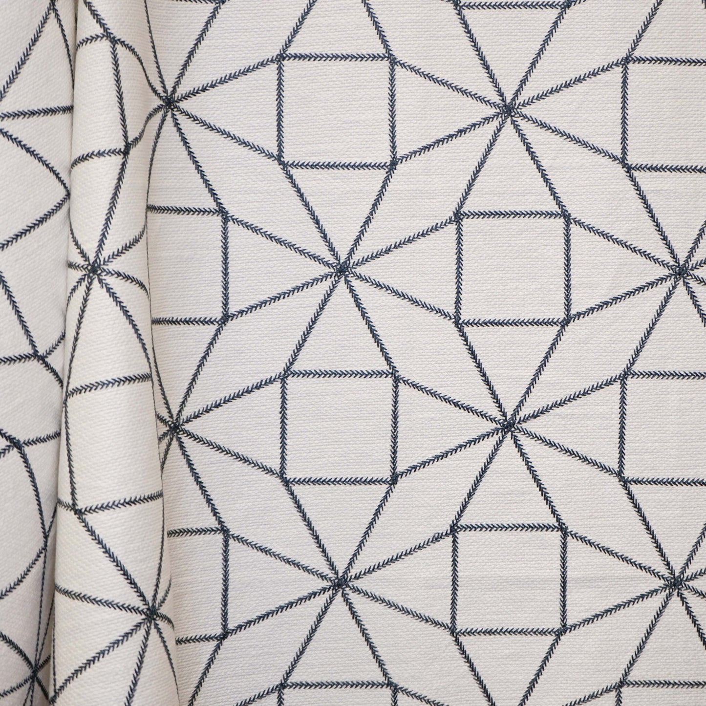 JF Fabrics JF Studio STARBURST 91 Fabric Geometric, Transitional White, Black Linen, Embroidery - 9006191 SJ102