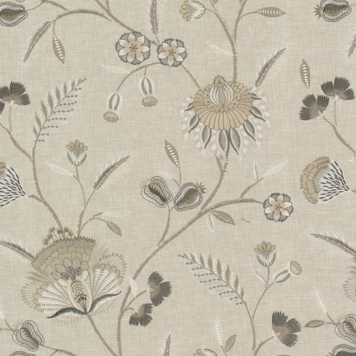 STOUT TEXTILES MULTIPURPOSE,EMBROIDERIES TRADITIONAL, FLORAL ESPRESSO,TEAK,WALNUT - STRU-1