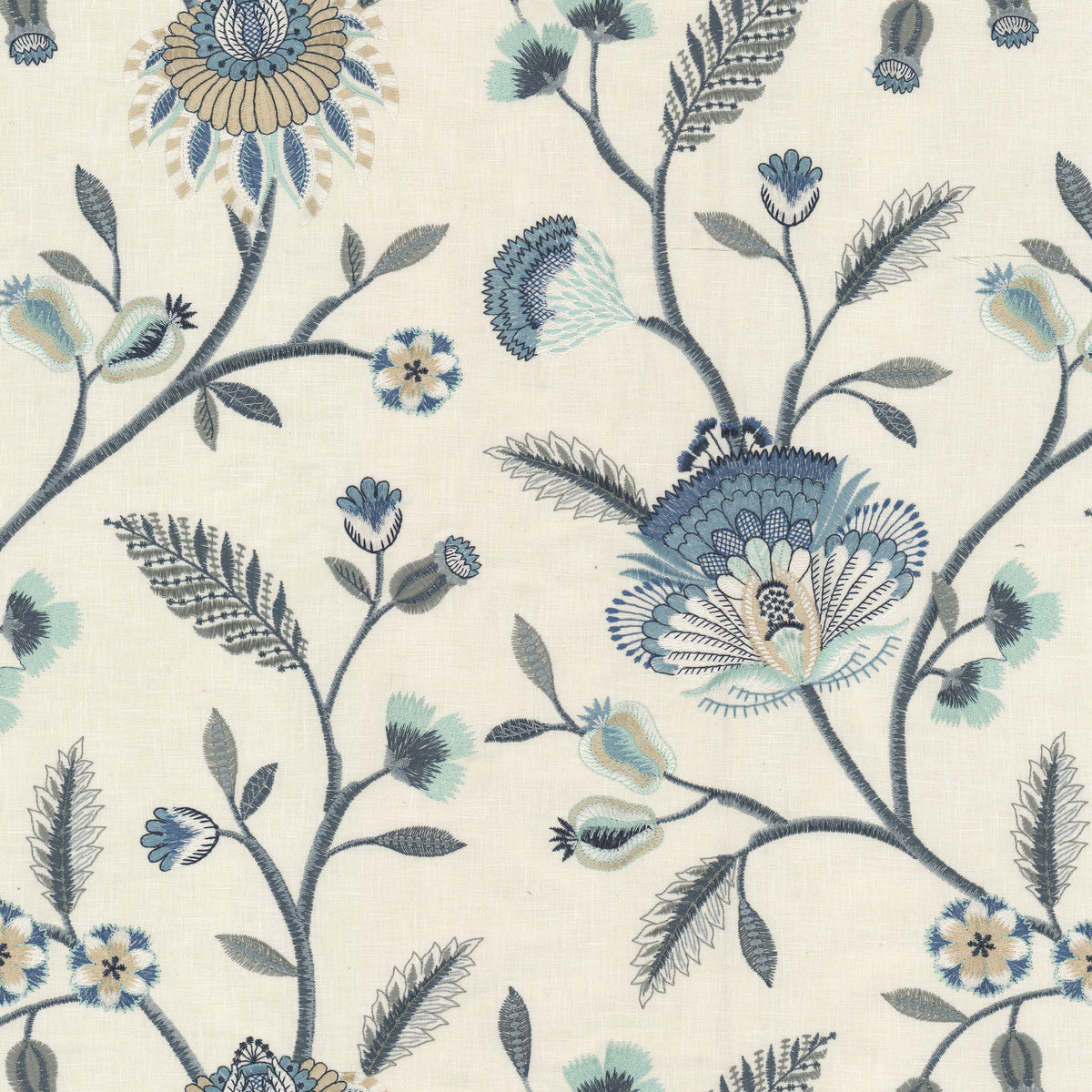 STOUT TEXTILES MULTIPURPOSE,EMBROIDERIES TRADITIONAL, FLORAL HARBOR,LAKE - STRU-3