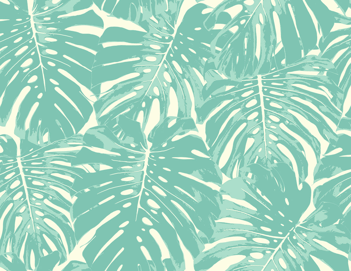 Seabrook Designs Jamaica Botanical Coastal Teal , White - TA20014