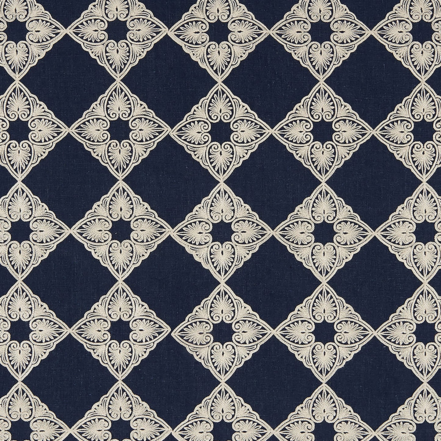 JF Fabrics TALISMAN 68 Fabric Traditional,Transitional,Contemporary,Diamond,Floral,Geometric Blue Embroidery - 7627768 J8211