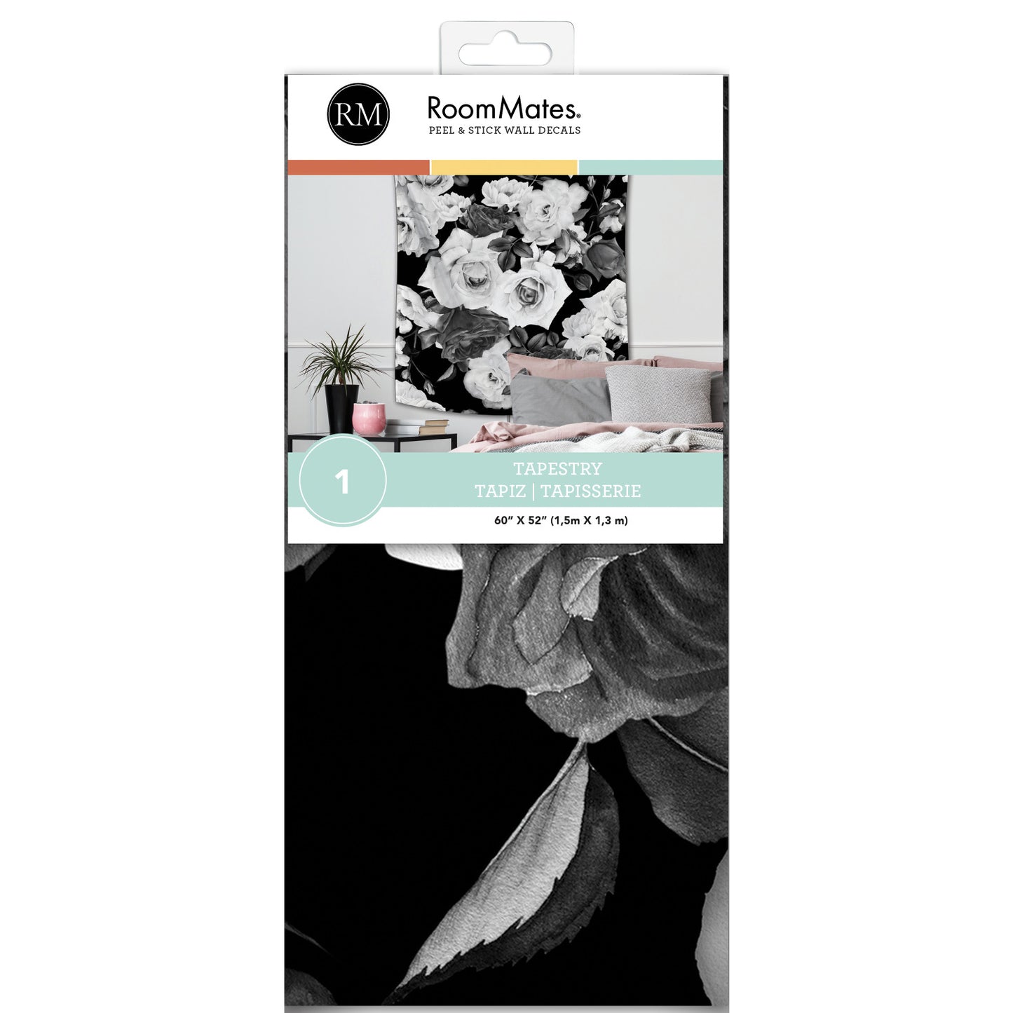 York Wallcoverings RoomMates Floral Tapestry Modern Botanical Blacks Wallpaper - TAP4887LG