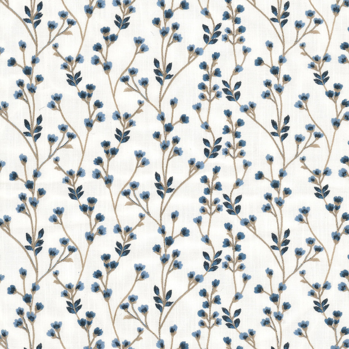 STOUT TEXTILES MULTIPURPOSE,EMBROIDERIES TRADITIONAL, FLORAL INDIGO,INK - TAVE-1