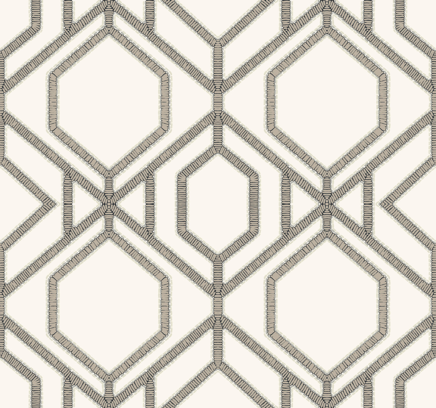 York Wallcoverings Black & White, III Sawgrass Trellis White & Taupe Wallpaper Trellis & Lattice Trellis & Lattice White & Taupe - TC2635