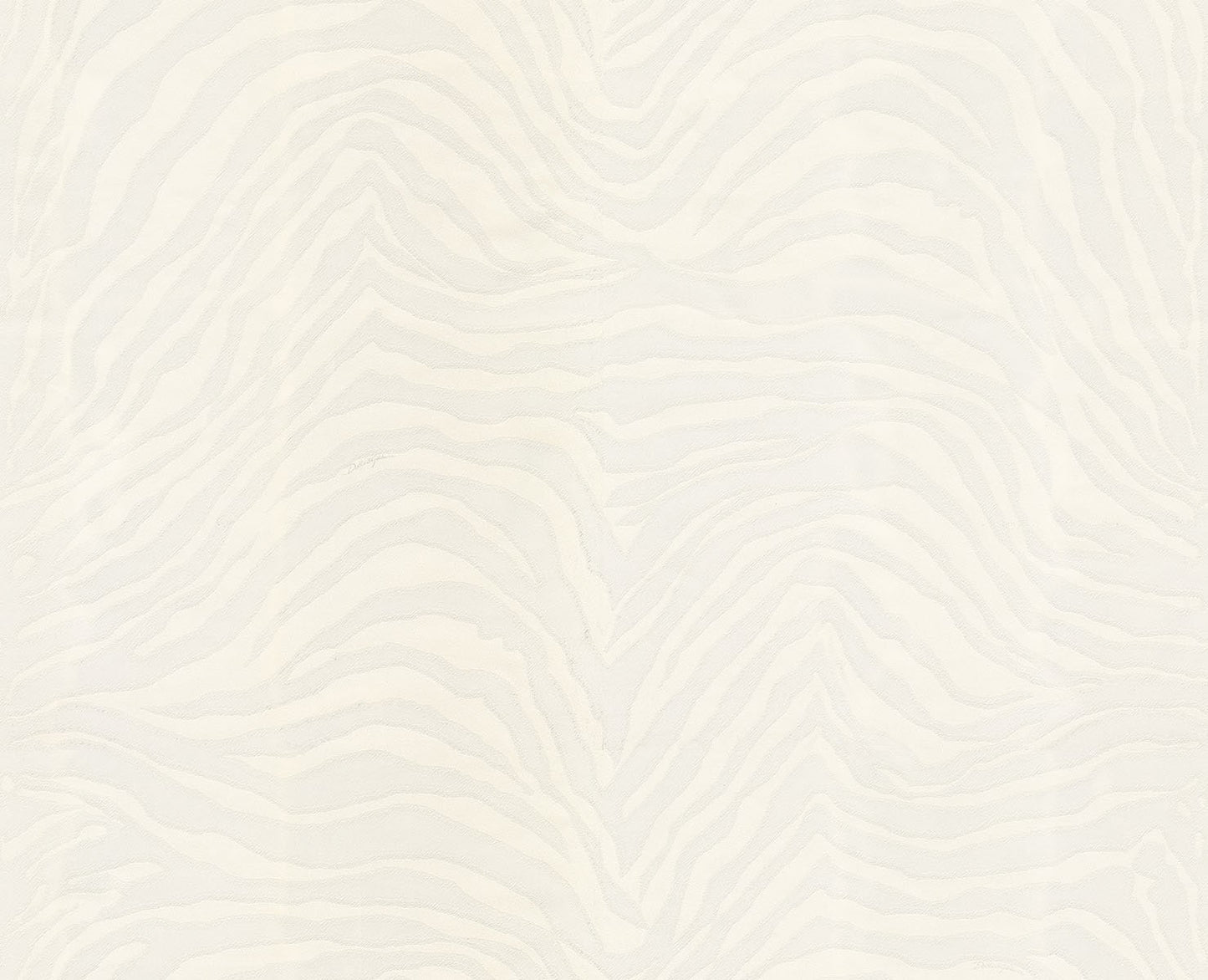 Cream zebra-striped pattern with soft, wavy lines on a textured surface; neutral decorative wallpaper or fabric.