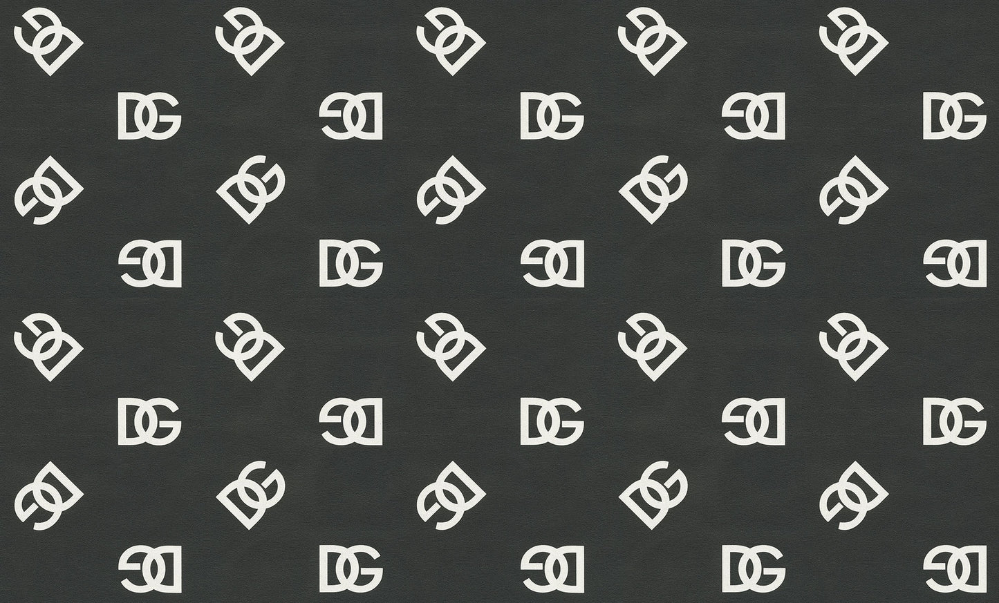 Dark grey fabric with a repeating white interlocking DG monogram pattern.