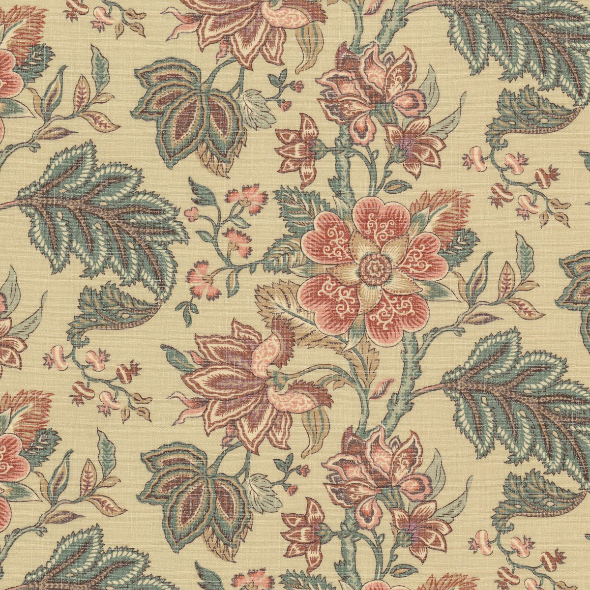 STOUT TEXTILES MULTIPURPOSE,PRINT TRANSITIONAL,, FLORAL CLAY - TEAK-1