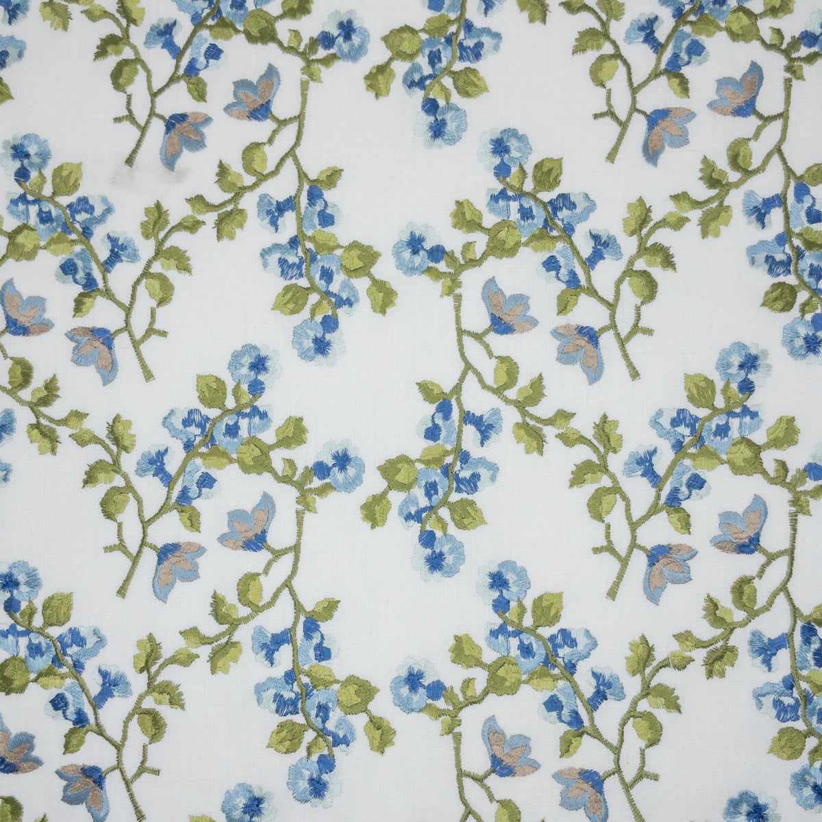 STOUT TEXTILES DRAPERY,EMBROIDERIES TRADITIONAL, FLORAL BLUEBIRD,FRENCHBLUE - TEDR-1