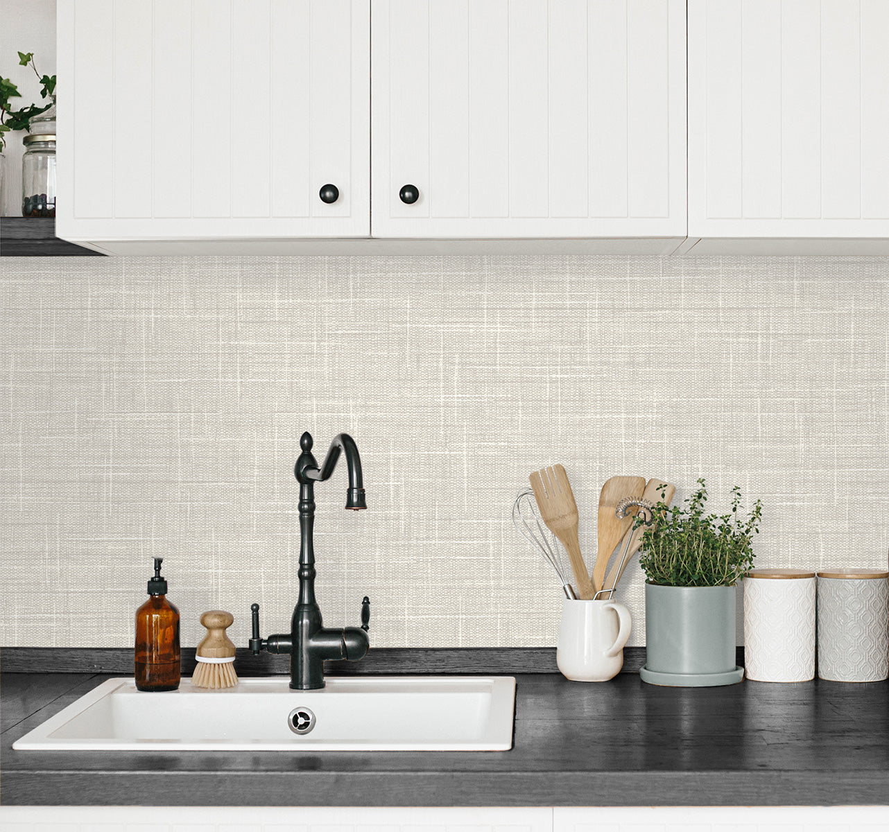 DuPont Tedlar Textures Grasmere Weave Faux Linen Contemporary Off White Matte - TG60118