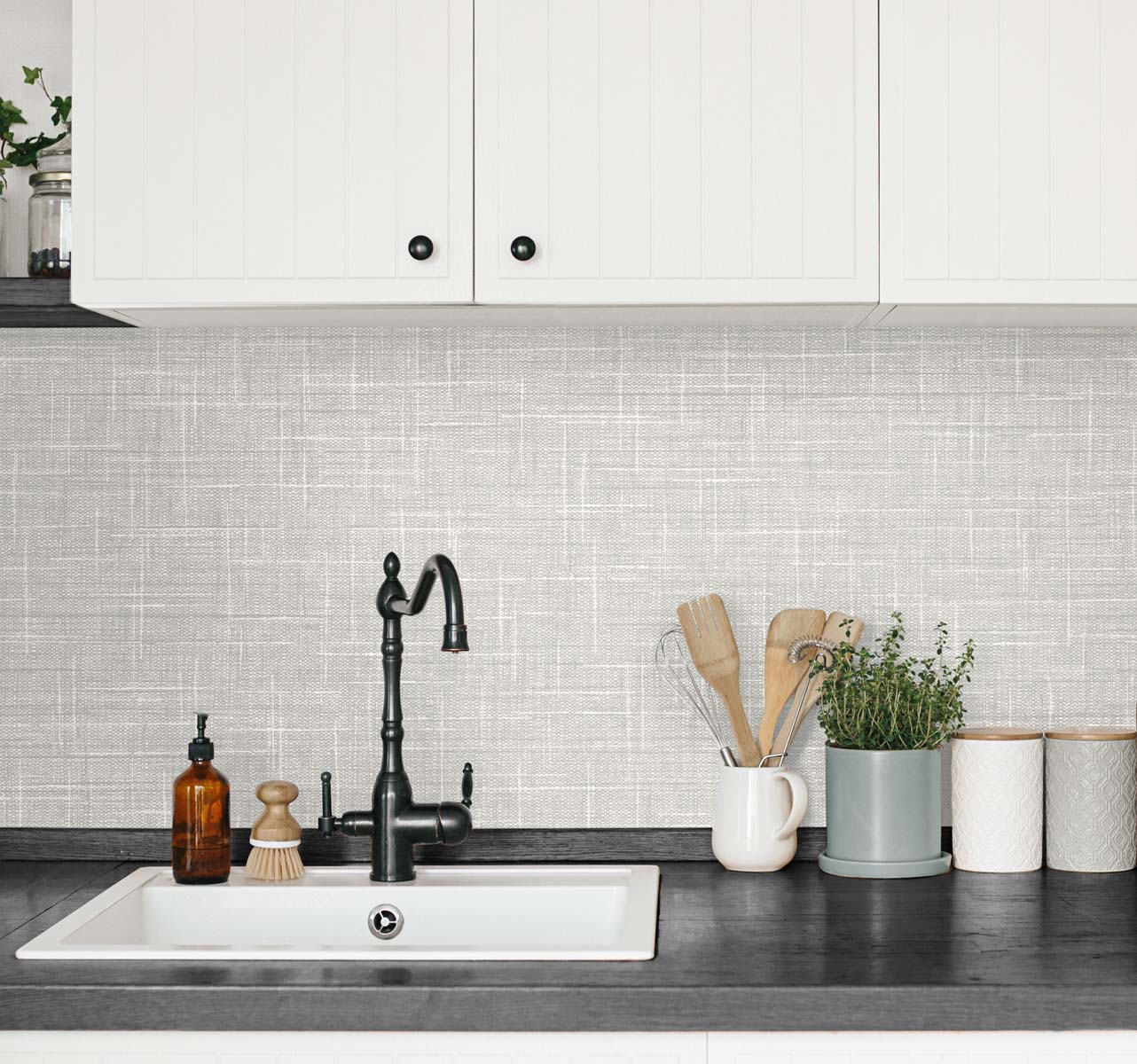 DuPont Tedlar Textures Grasmere Weave Faux Linen Contemporary Grey Matte - TG60126