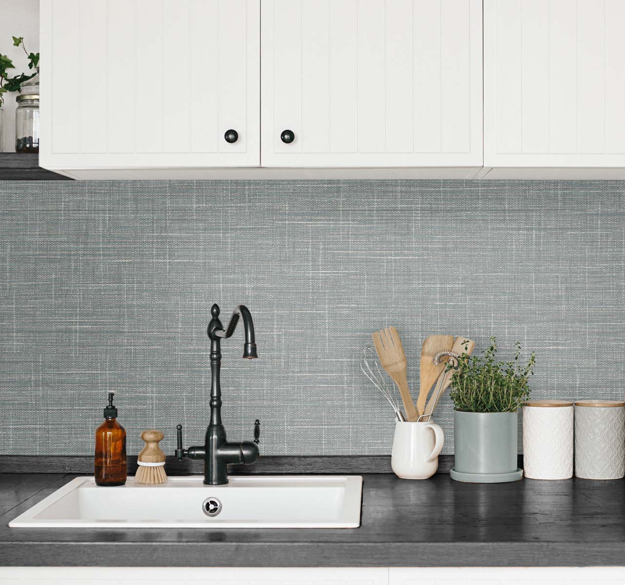 DuPont Tedlar Textures Grasmere Weave Faux Linen Contemporary Grey Matte - TG60137