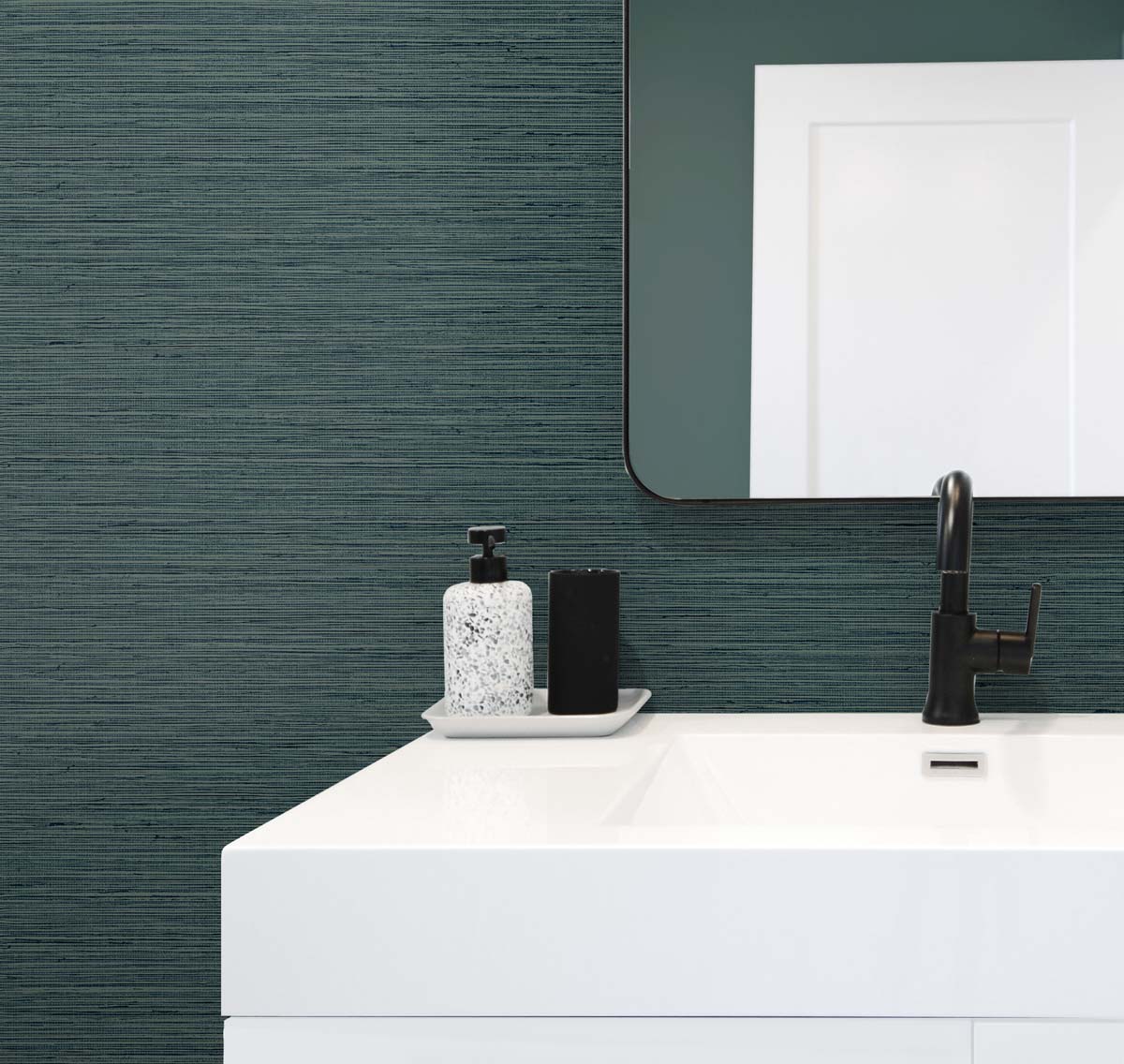 DuPont Tedlar Textures Edmond Faux Sisal Faux Grasscloth Contemporary Green Matte - TG60341