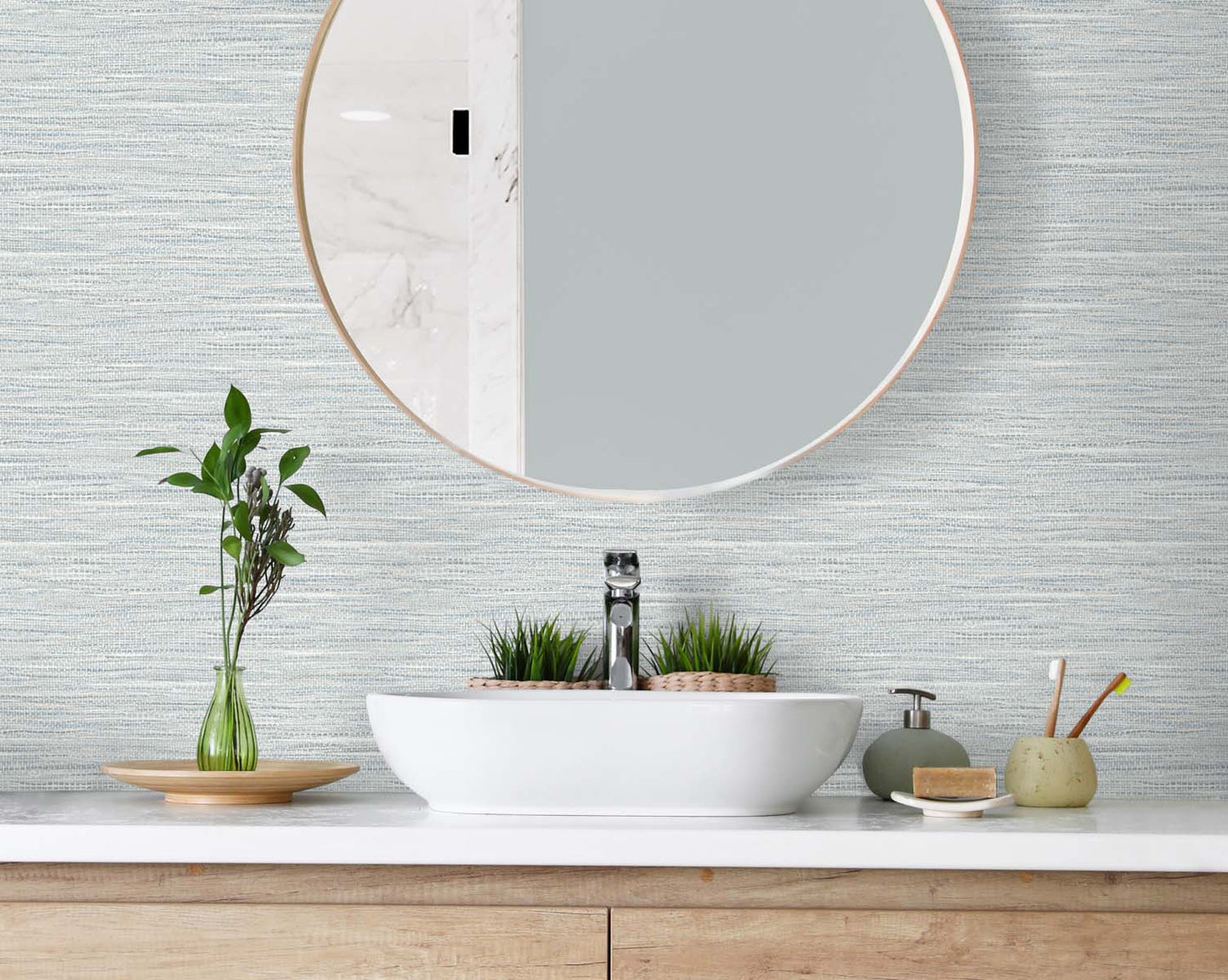 DuPont Tedlar Textures Braided Faux Jute Faux Grasscloth Contemporary Blue Matte - TG60404