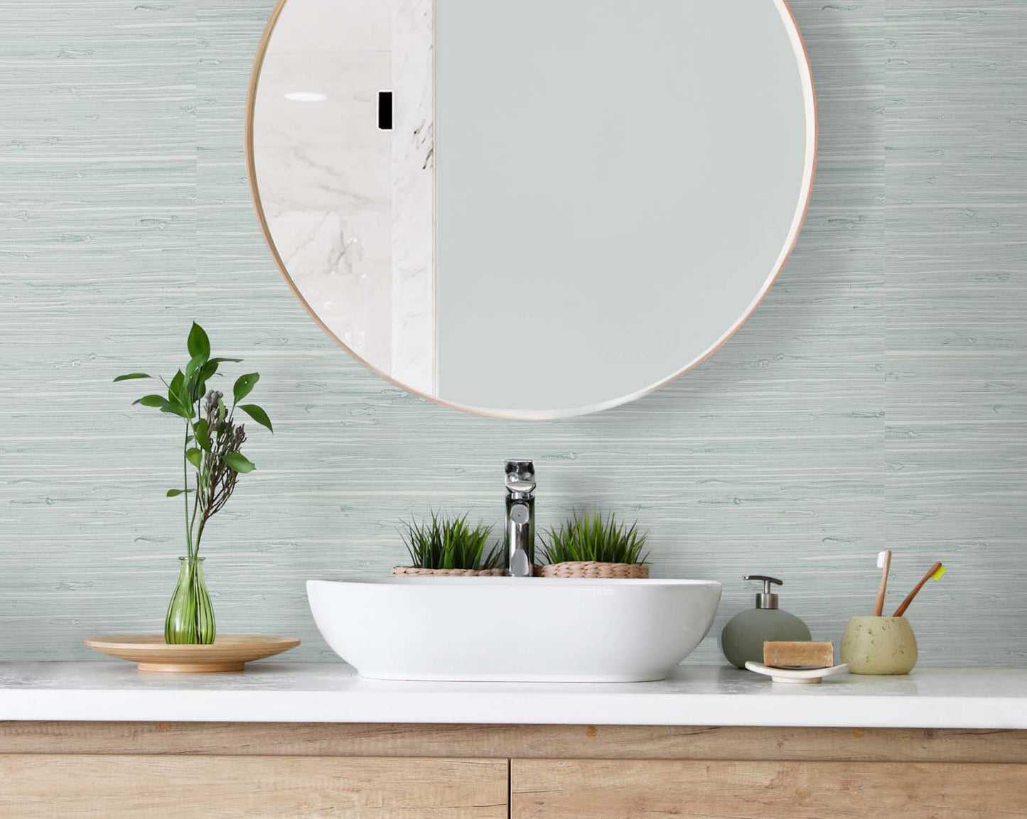 DuPont Tedlar Textures Marion Faux Arrowroot Faux Grasscloth Contemporary Blue Matte - TG60519