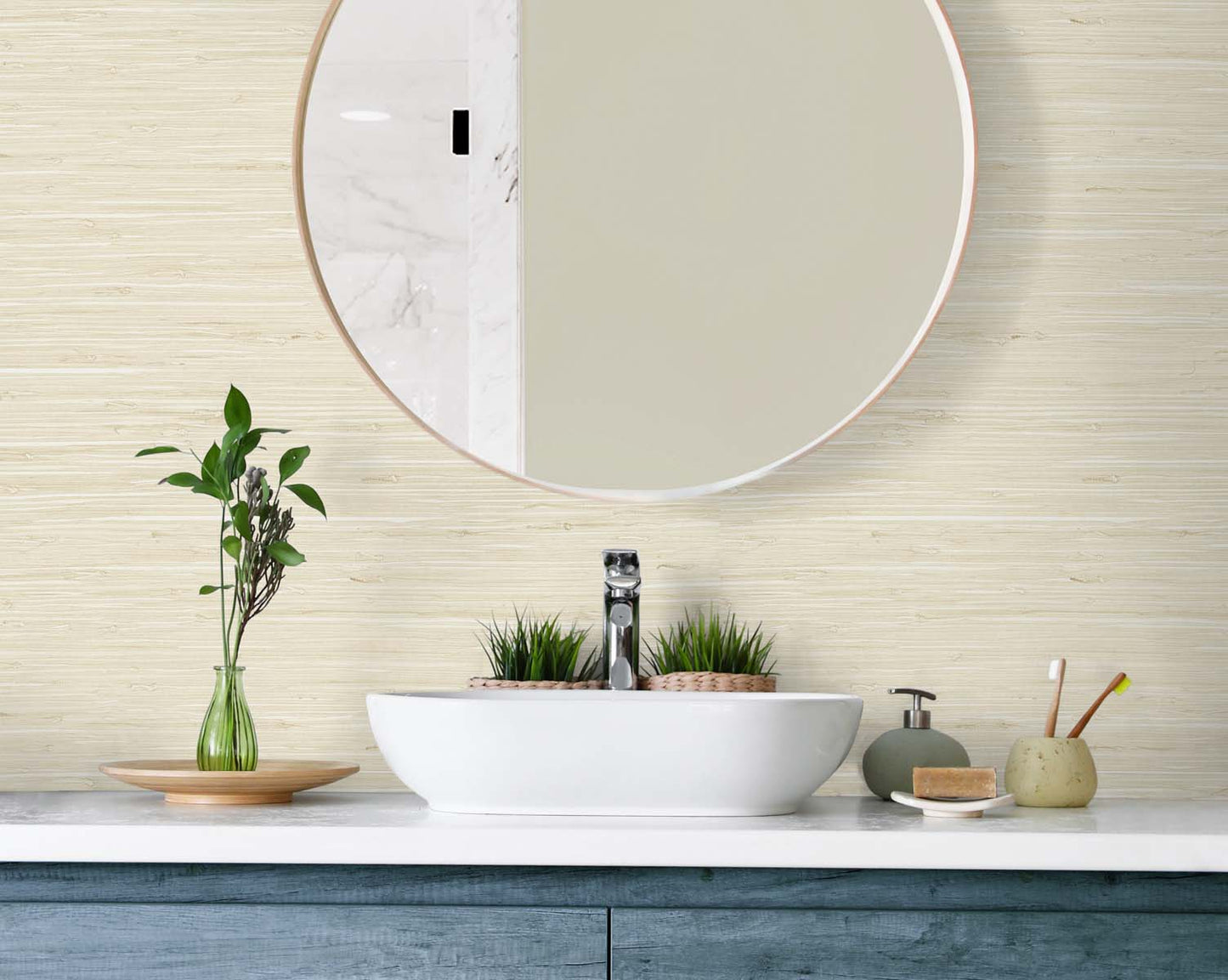 DuPont Tedlar Textures Marion Faux Arrowroot Faux Grasscloth Contemporary Tan Matte - TG60531