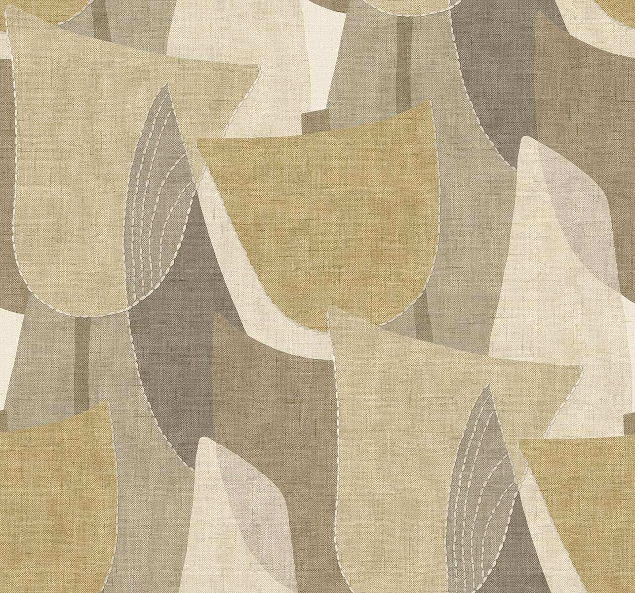 Seabrook Designs Fibers and Threads Mosley Tulips Geometric Contemporary Warm Neutrals & Beiges - TH90003