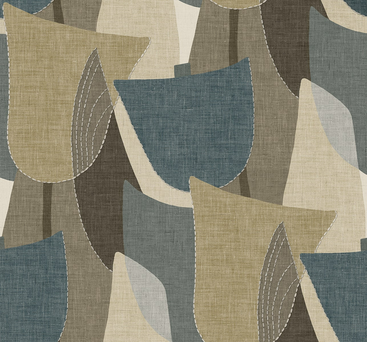 Seabrook Designs Fibers and Threads Mosley Tulips Geometric Contemporary Blues - TH90005