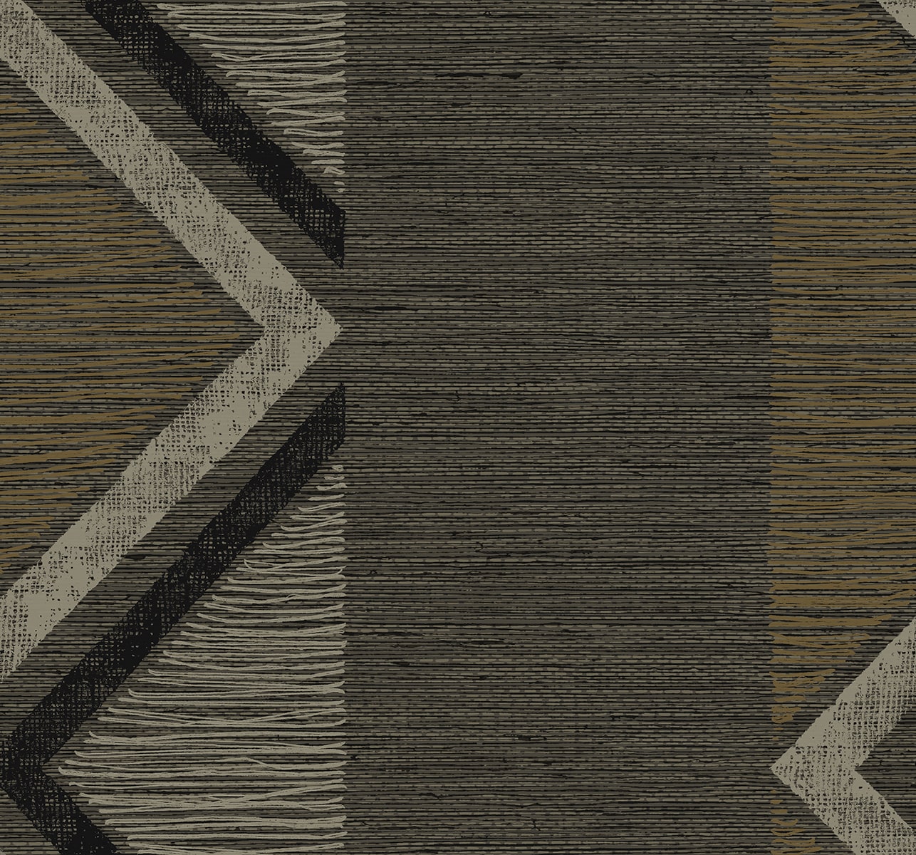 Seabrook Designs Fibers and Threads Beswick Chevron Striped Contemporary Blacks - TH91506