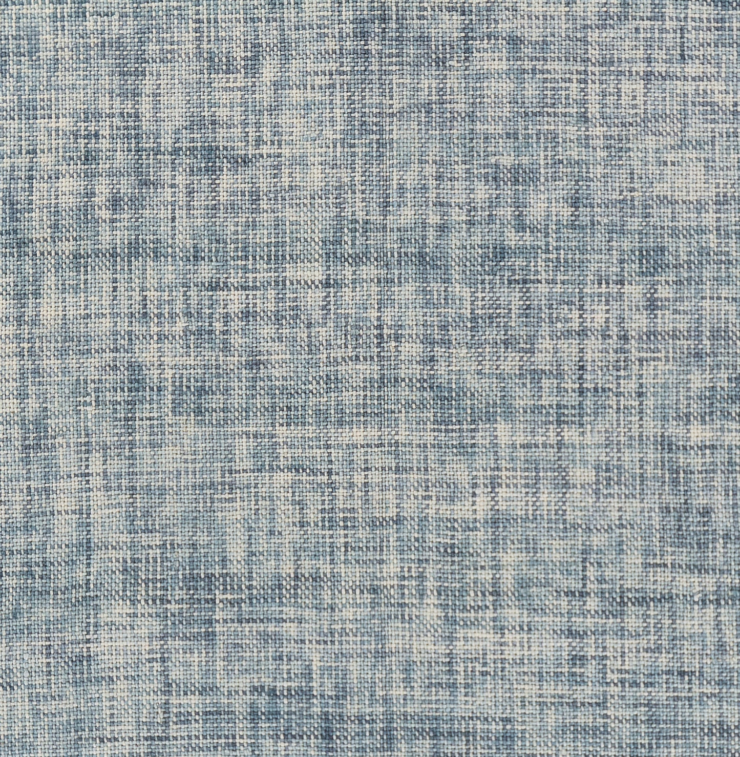 Blue woven rug runner with mottled light beige/cream threads; modern textured surface.