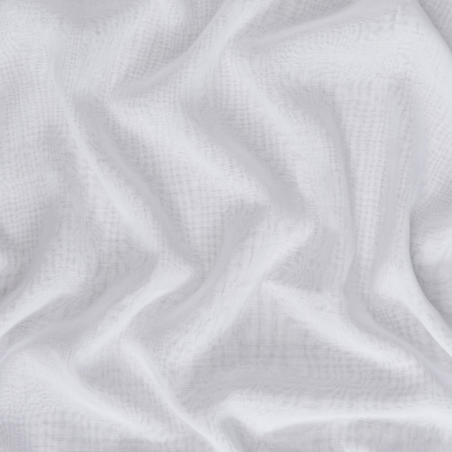 White lightweight sheer fabric with soft drape and linen texture.